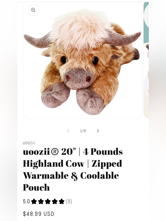 Uoozii Other - Uoozii weighted Plush Highland Cow - warming & cooling